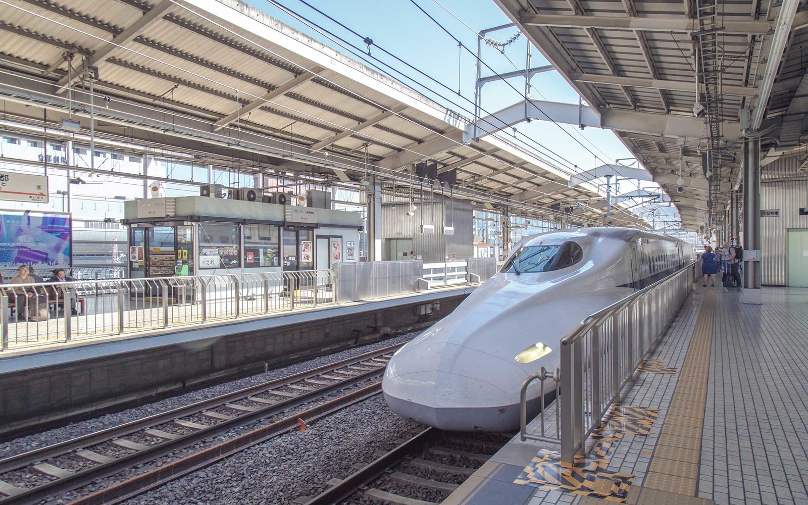 Catching the Shinkansen bullet train, Kyoto, Japan, October 2015.
